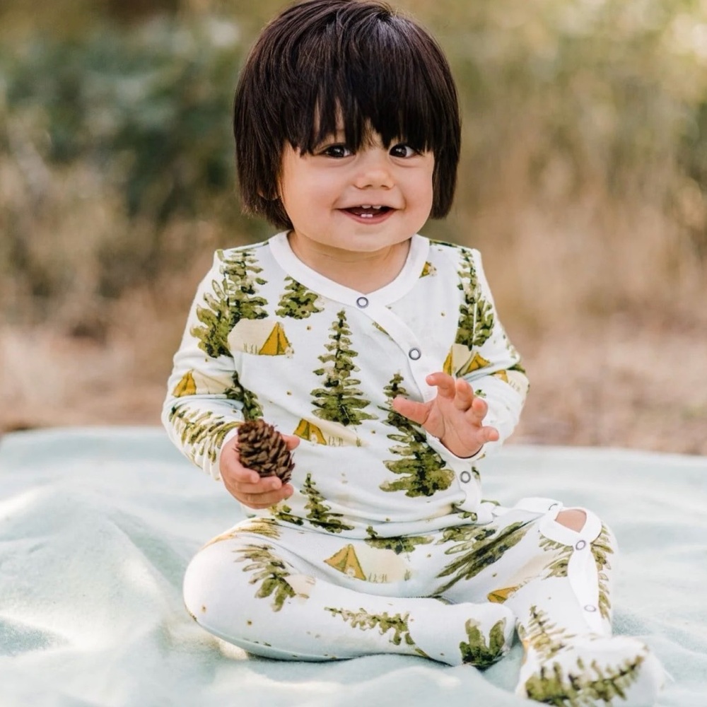 MILKBARN Camping Long Sleeve Snap Footed Romper Footie - 3-6M